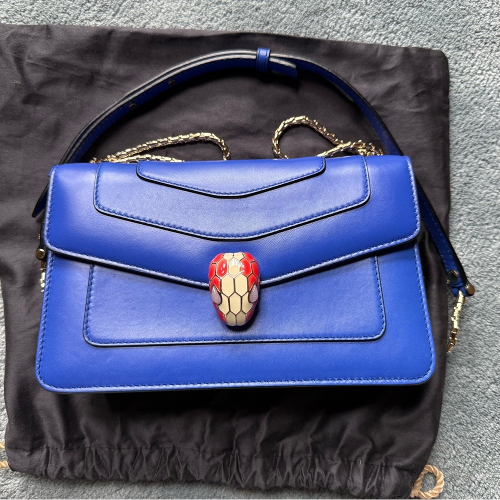 Authentic Bvlgari Serpenti Forever Women chain shoulder Bag with Snake Accent